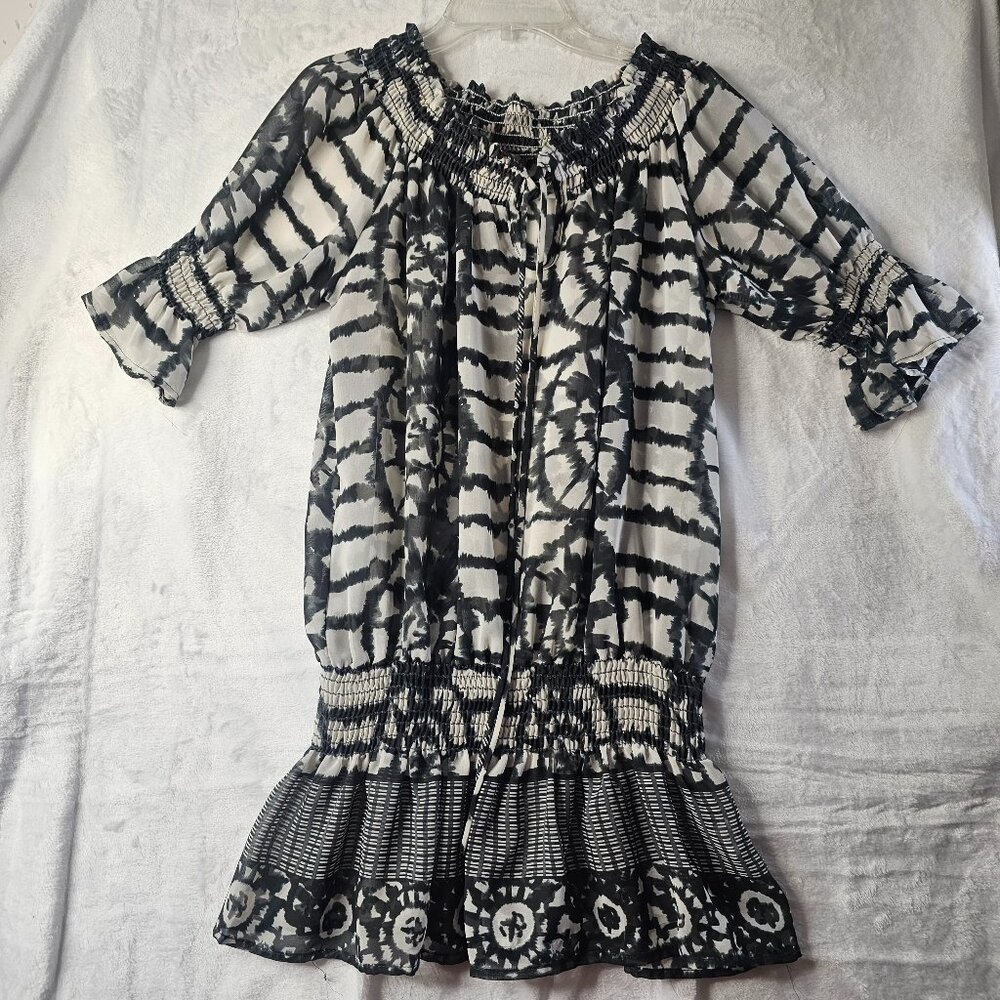 Romeo & Juliet Couture Women Top Peplum Half Sleeve Chiffon Drawstring Size M
